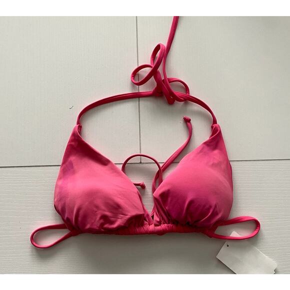 NWT Becca String Bikini Top in Pink Size Medium Possible Defects Discoloration - Picture 1 of 8